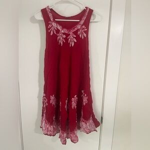 Advance Apparels Red Dress with White Floral Design